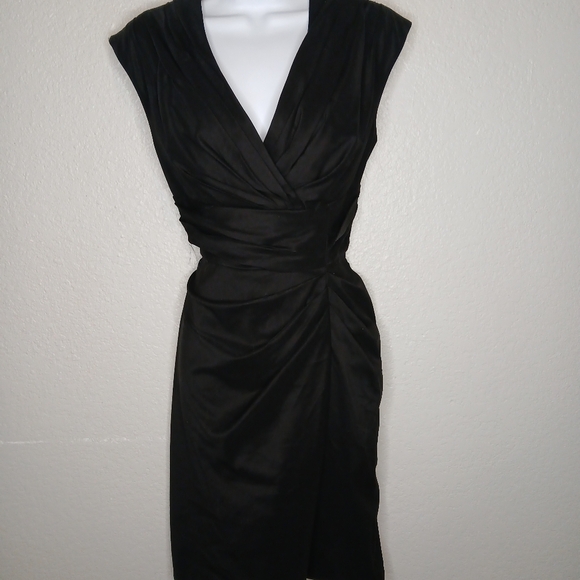 Suzi Chin for Maggy Boutique Asymmetrical Black Cocktail Dress Size 6 - Picture 9 of 9